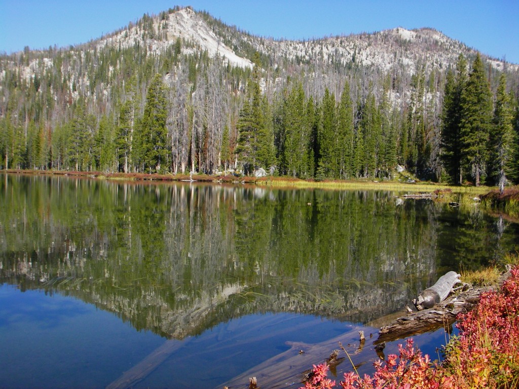 In the picture across the lake, Pk. 9,334 is on the right. The route follows the left skyline over Pt. 8,960+. Judi Steciak Photo