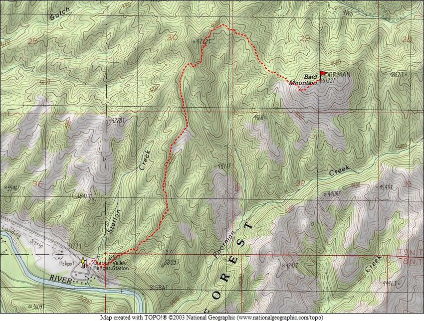 This map prepared by Dave Pahlas shows the route line followed to the peaks summit.