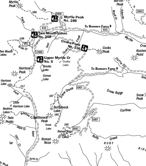 This Forest Service map will help orientate you for the approach. Use a Panhandle NF a map and a USGS topo for the hike.