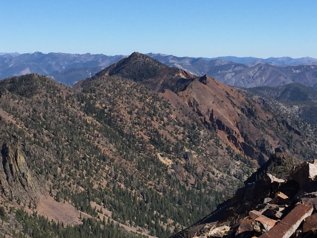 Peak 9320 viewed from the west and Red Peak Benchmark.