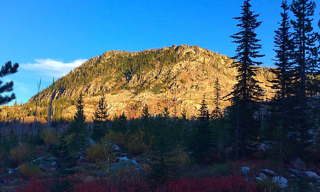 Flying Fish Peak from the west. The high point is on the left end of the summit ridge.