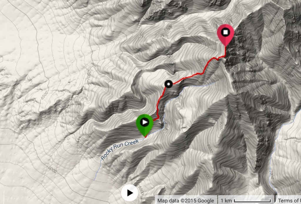 Dan's GPS track from the parking spot to the summit.