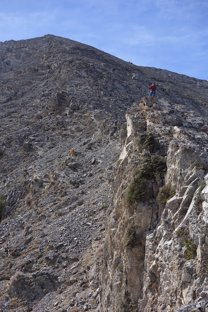 Ben Prescott climbing the Class 3 northeast ridge. Larry Prescott Photo