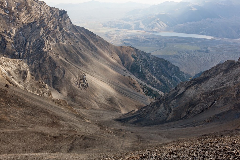 Looking down Pete Creek from the saddle on the peak's south ridge. Photo - Larry Prescott