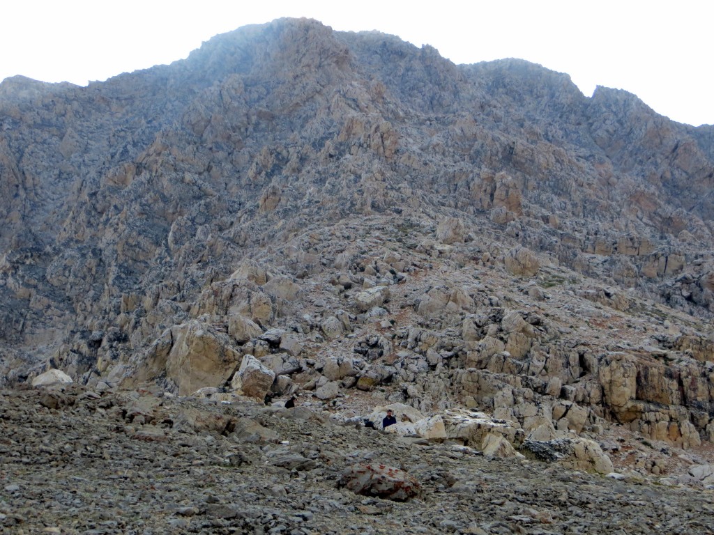 A look at the peak's west face with early morning lighting. Margo Mandella Photo