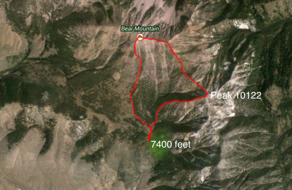 My GPS track for Peak 10122 and Bear Mountain.