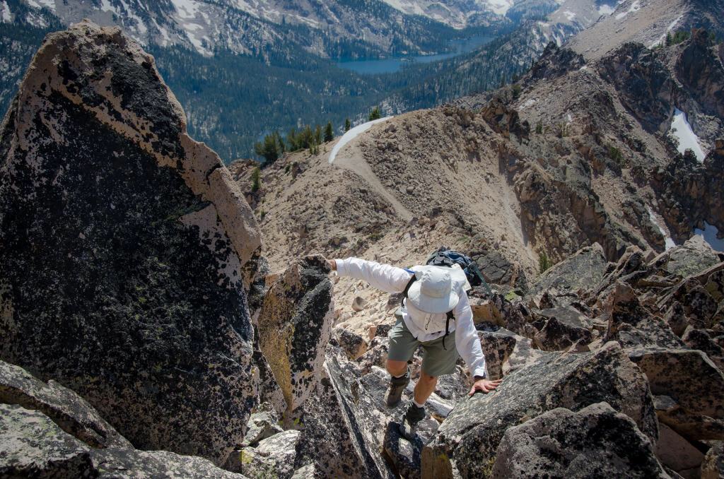 A little scrambling on the west ridge. Andrew Chiles Photo.