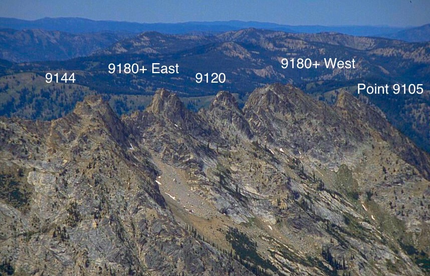 The five summits running from east (on the right) to west.