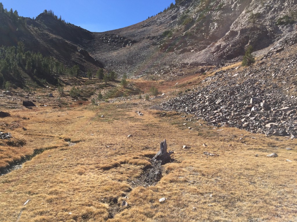 There is a beautiful meadow at the base of the southeast face.