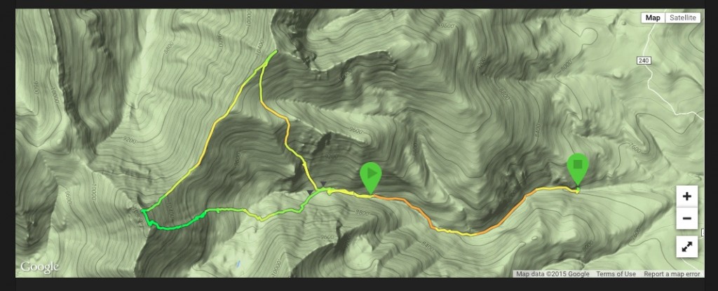 Larry's GPS track for his ascent of the Brow.