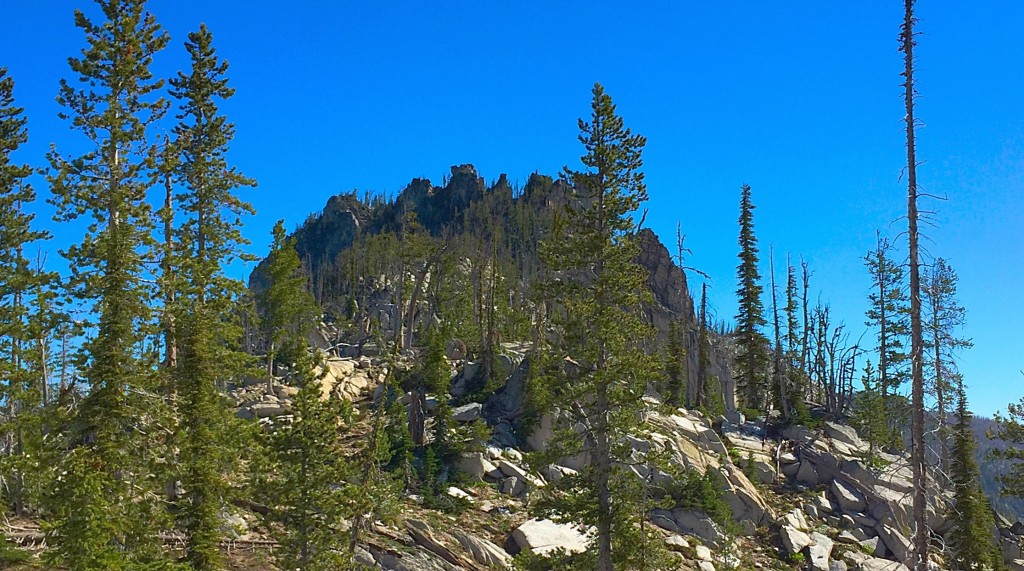 Peak 8386 viewed from the pass between it and Peak 8525.