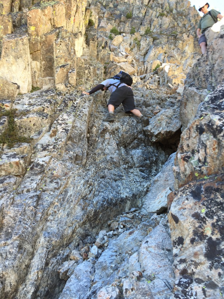 Dan Robbins climbing the Crux.