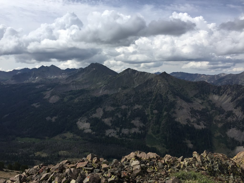 Looking southeast across the Lake Creek drainage toward Atlas Peak.