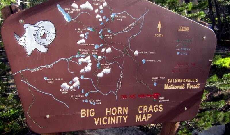 The sign at the trailheads shows the Crags' trail system. Deb Rose Photo 