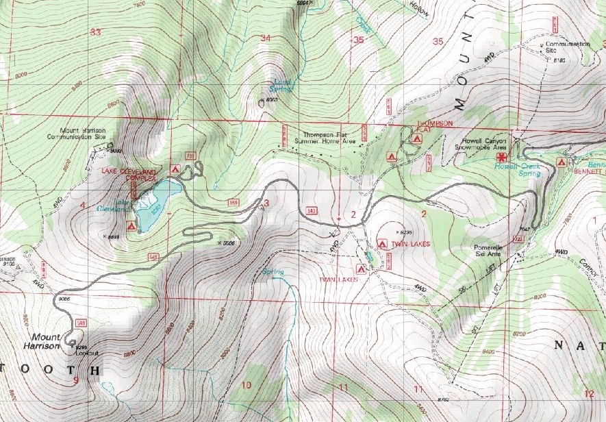 The road to the summit of Mount Harrison is paved. As a result bicyclists find the long climb to the summit a great training route.