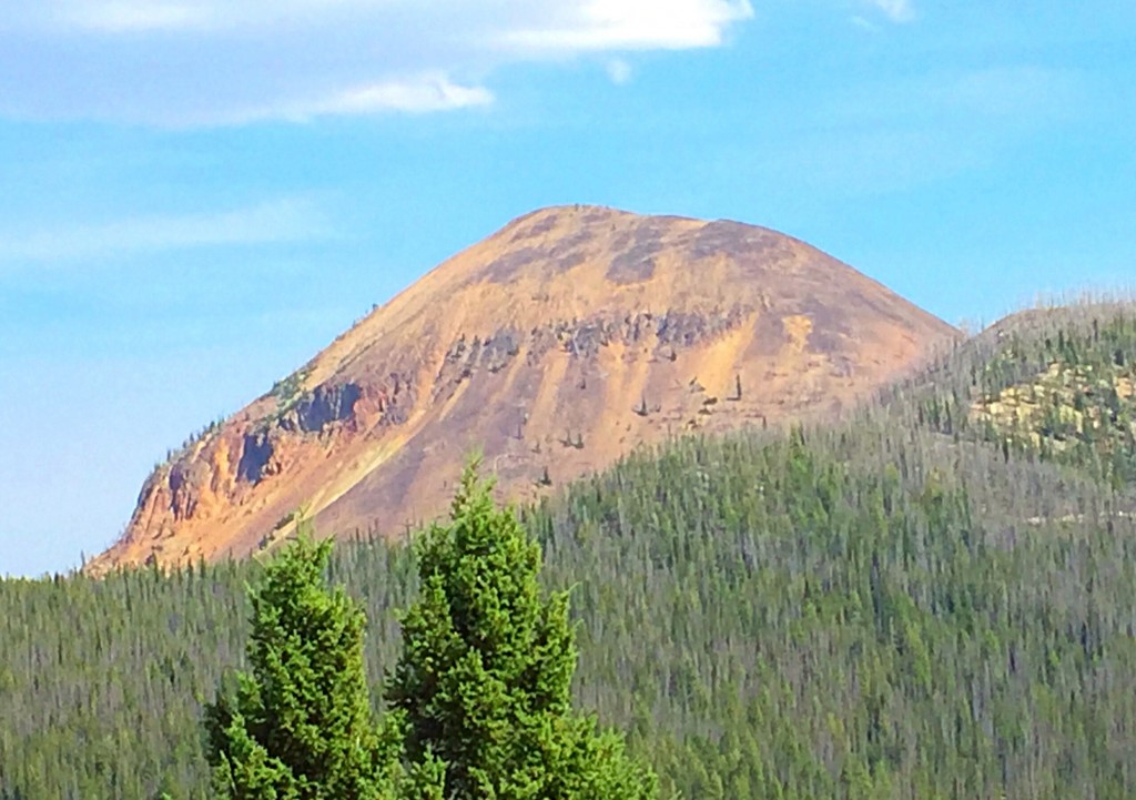 Sheldon Peak from the northwest. The west ridge/face is on the right skyline. 