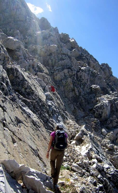 Climbing the west face. Deb Rose Photo