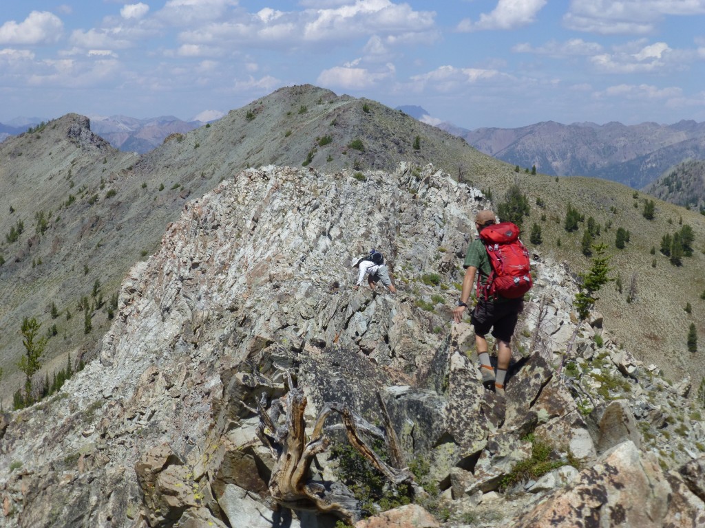Crossing the summit ridge. Dan Robbins Photo