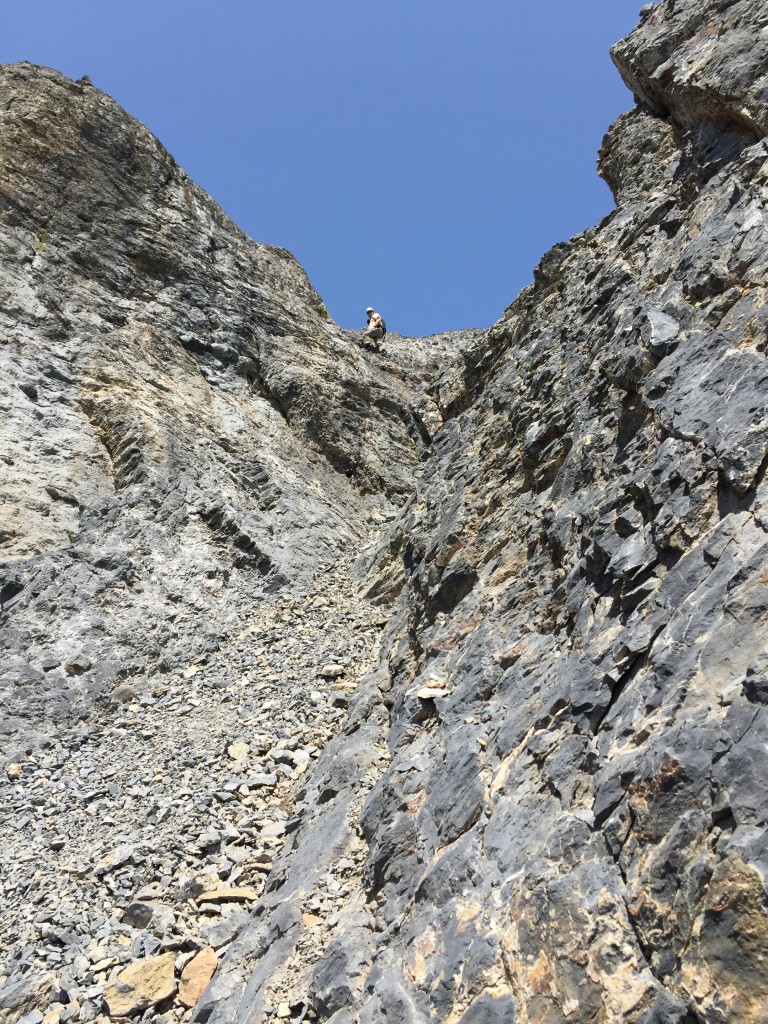 Leaving the top of the gully.