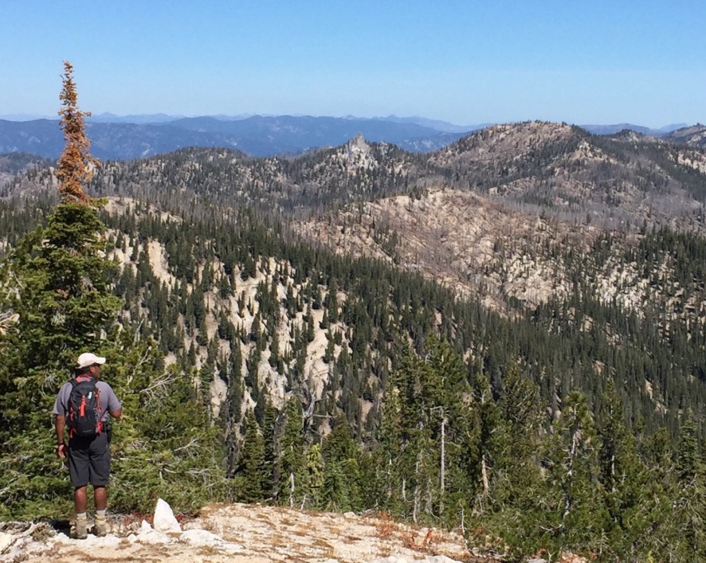 The granite spire I mentioned above sits in the middle of this photo which was taken from Peak 8202.